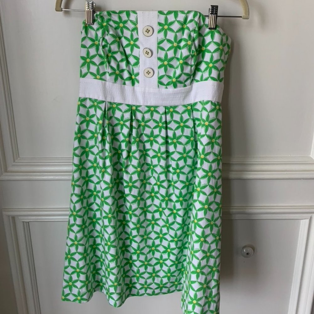 Lilly Pulitzer Strapless Green Floral Dress